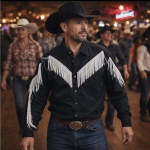 Festival Fringe Cowboy Western Rodeo Vintage Swagger Unique Shirt Ex Cond!